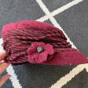 Red cotton and wool winter hat